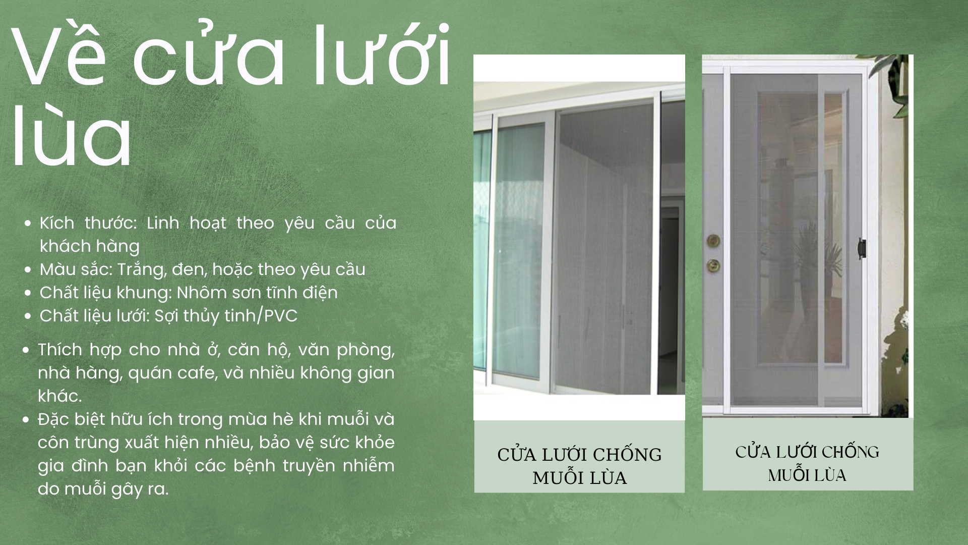 giới thiệu về cửa lưới chống muỗi lùa